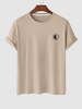 T-shirt Style Chinois Yin et Yang Motif de Montagne Collage Xxl Café lumière