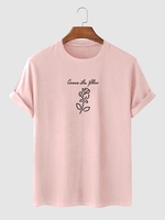 T-shirt Style Simple à Imprimé Lettre Rose 2xl Rose clair