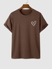 T-shirt Style Simple Motif de Cœur L Café profond