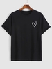 T-shirt Style Simple Motif de Cœur L Noir