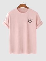 T-shirt Style Simple Motif de Cœur L Rose léger