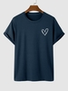 T-shirt Style Simple Motif de Cœur M Bleu profond