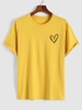 T-shirt Style Simple Motif de Cœur M Jaune