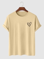 T-shirt Style Simple Motif de Cœur Xl Café lumière