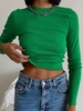 T-shirt Superposé Uni Côtelé M Vert