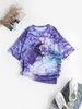 T-shirt Teinté à Imprimé Lune et Soleil à Goutte Epaule S