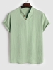 T-shirt Texturé en Coton Jacquard et Lin à Manches Courtes L Vert clair