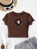 T-shirt Tressé à Ourlet en Laitue pour Bébé S Café