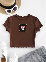 T-shirt Tressé à Ourlet en Laitue pour Bébé S Café