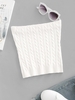 T-shirt Tube Court en Tricot à Câble M Blanc