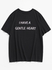 T-shirt Tunique à Imprimé Aile et Cœur à Manches Courtes Xl Noir