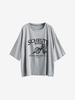 T-shirt Tunique Lettre Graphique à Goutte Epaule Surdimensionné M Gris clair