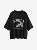 T-shirt Tunique Lettre Graphique à Goutte Epaule Surdimensionné Xl Noir