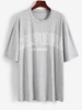 T-shirt Tunique Lettre Graphique à Goutte Epaule Xs Gris