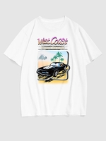 T-shirt Vintage à Imprimé Voiture à Épaules Tombantes M Blanc