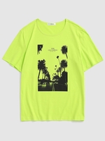 T-shirt Vintage à Motif Palmier 2xl Vert