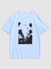 T-shirt Vintage à Motif Palmier Xl Bleu clair