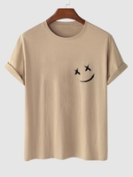 T-shirt Visage en Sourire à Manches Courtes M Café lumière