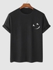 T-shirt Visage en Sourire à Manches Courtes Xs Noir