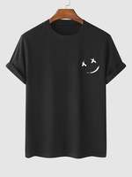 T-shirt Visage en Sourire à Manches Courtes Xs Noir