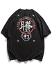T-shirt Graphique Oriental Motif de Caractères Chinois M Noir