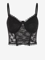 Top à Armature en Dentelle Transparente Xs Noir