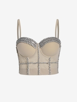 Top à Bretelle en Tulle Transparente à Armature et Strass S Café lumière