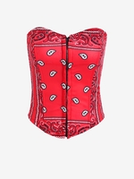 Top Bandeau à Imprimé Cachemire Au Crochet en Avant M Rouge