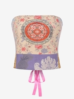 Top Bandeau à Imprimé Fleur à Lacets M Café lumière