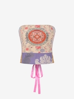 Top Bandeau à Imprimé Fleur à Lacets S Café lumière