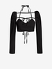 Top Boléro Court Noué à Col Halter avec Haut S Noir