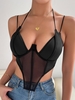 Top Corset Effet en Dentelle à Armature S Noir