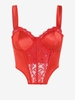Top Corset Embelli de Fleur en Dentelle avec Armature en Satin S Rouge