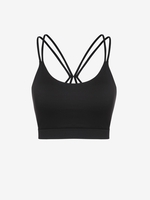 Top Croisé sans Dos en Couleur Unie L Noir