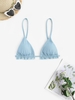 Top de Bikini à Volants Couleur Métallique L Bleu clair
