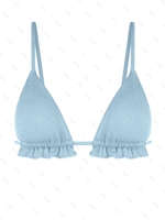 Top de Bikini à Volants Couleur Métallique M Bleu clair