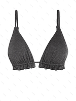 Top de Bikini à Volants Couleur Métallique M Noir