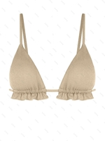 Top de Bikini à Volants Couleur Métallique S Café lumière