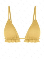 Top de Bikini à Volants Couleur Métallique S Jaune