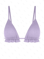 Top de Bikini à Volants Couleur Métallique S Violet clair