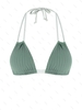 Top de Bikini Côtelé à Col Halter L Vert