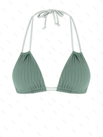 Top de Bikini Côtelé à Col Halter L Vert