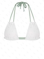 Top de Bikini Côtelé à Col Halter S Blanc