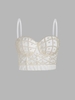 Top de Camisole Perlé à Armatures de Fausse Perle L Blanc