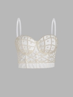 Top de Camisole Perlé à Armatures de Fausse Perle S Blanc