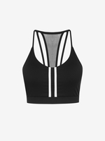 Top de Sport sans Manches Bloc de Couleur à Dos Nageur S Noir