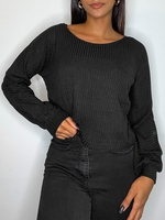 Tricot à Manches Lanternes Maille S Noir