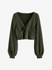 Tricot Court Superposé en Tricot à Câble Maille M Vert profond