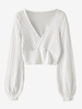 Tricot Court Superposé en Tricot à Câble Maille S Blanc