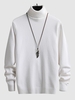 UNISEXE Pull de Base en Couleur Unie Chaud Pour Hiver Respectueux de Peau Maille Xl Blanc